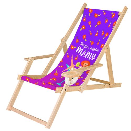 Leżak ogrodowy z uchwytem na napoje Miejsce relaksu mamy