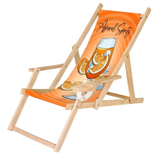 Leżak ogrodowy z uchwytem na napoje Aperol Spritz