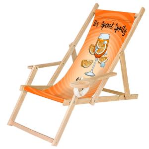 Leżak ogrodowy z uchwytem na napoje Aperol Spritz o'clock