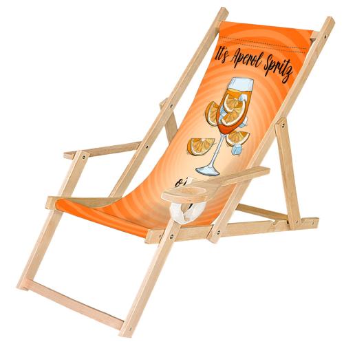 Leżak ogrodowy z uchwytem na napoje Aperol Spritz o'clock