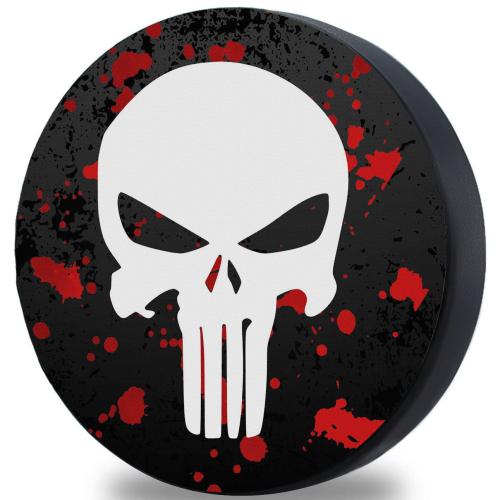 Spersonalizowany Pokrowiec na Koło Zapasowe na Wymiar z Ekoskóry | Blood Skull