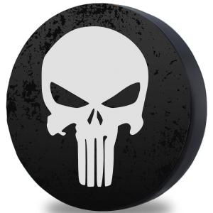 Spersonalizowany Pokrowiec na Koło Zapasowe na Wymiar z Ekoskóry | Skull