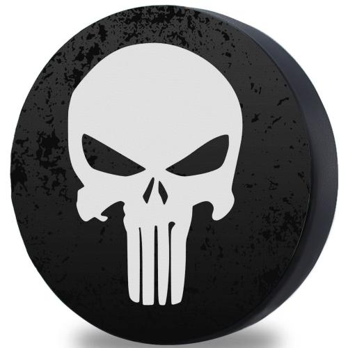 Spersonalizowany Pokrowiec na Koło Zapasowe na Wymiar z Ekoskóry | Skull