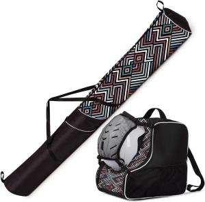 Zestaw set pokrowiec na narty + buty z siatką na kask Pastel Zig Zag