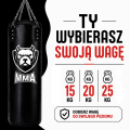 Worek bokserski Ferocity 120 × 30 cm do boksu, kickboxingu i MMA. Wybierz pusty worek lub wypełnienie 15, 20 albo 25 kg.